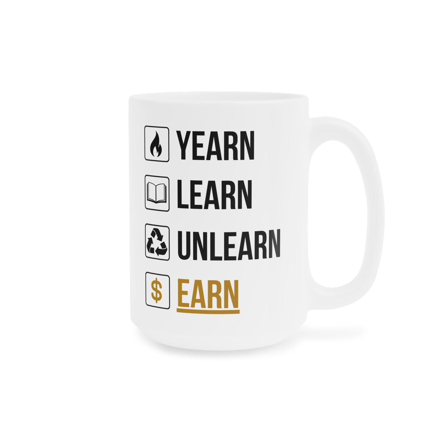 Yearn Learn Unlearn Earn (6) - White Motivation Mug (CAD)