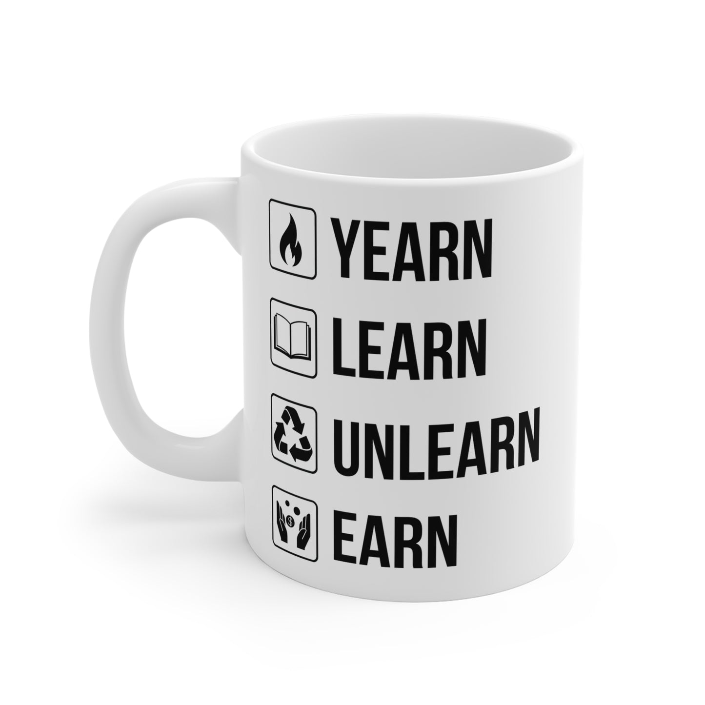 Yearn Learn Unlearn Earn (1) - White Motivation Mug (CAD)