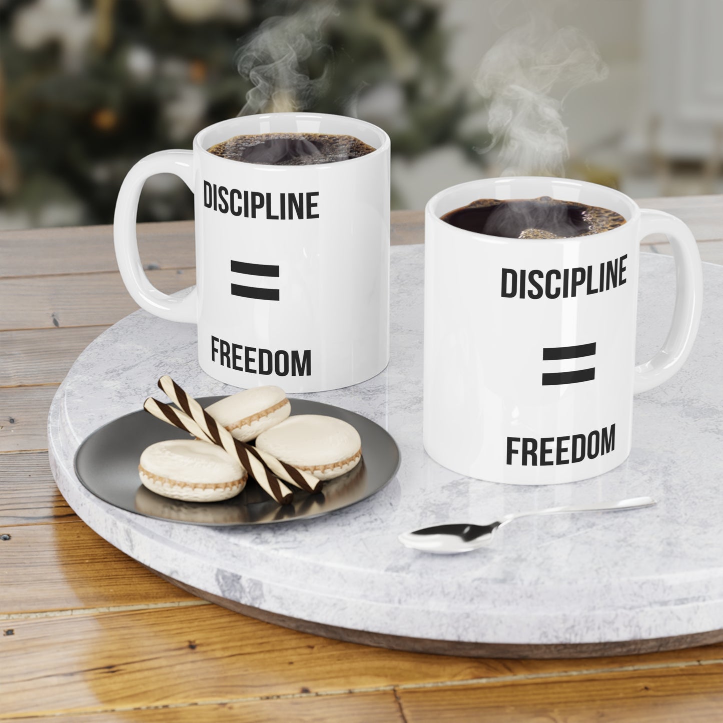 Discipline Equals Freedom (3) - White Motivation Mug (CAD)