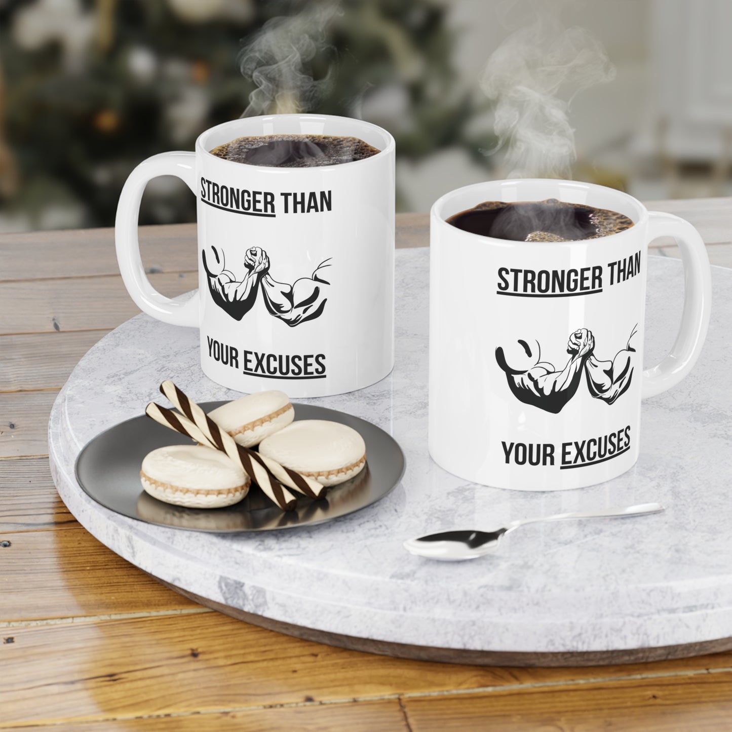 Stronger than your Excuses (4) - White Motivation Mug (CAD)