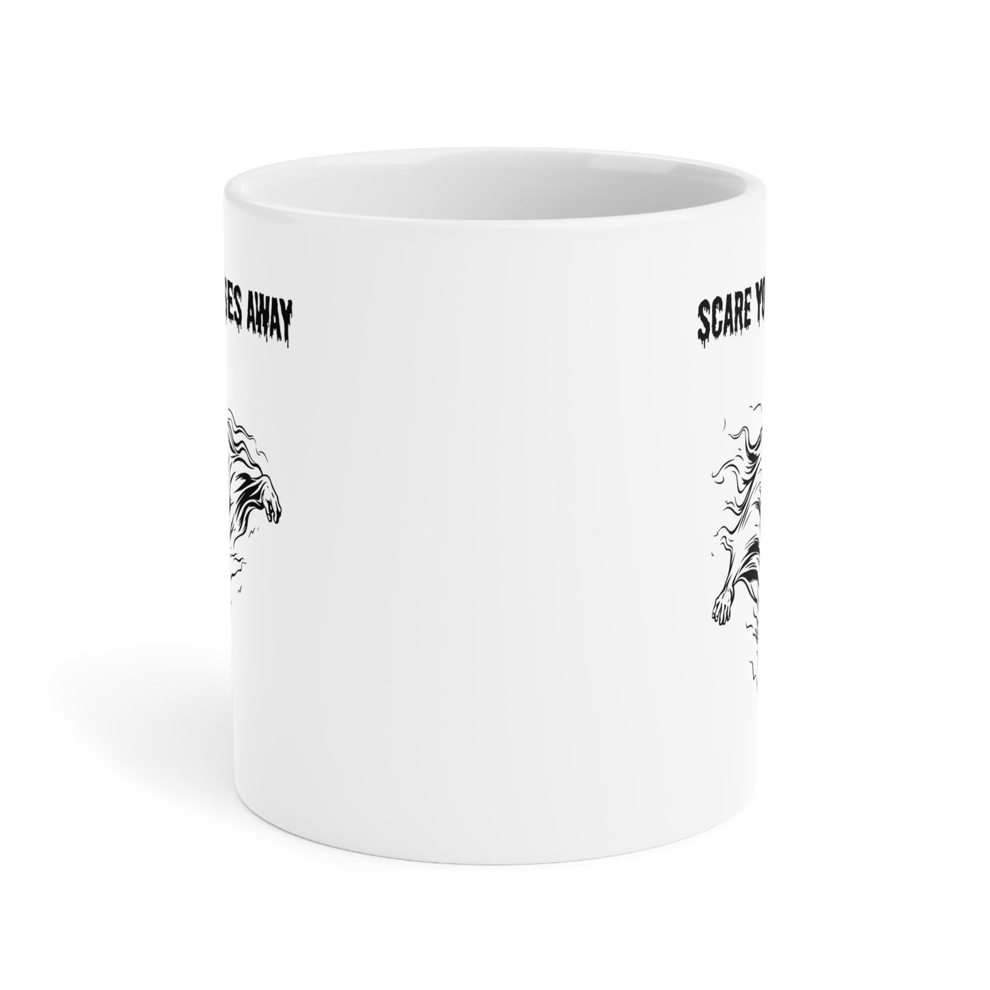 Scare your excuses away - White Halloween Mug (CAD)