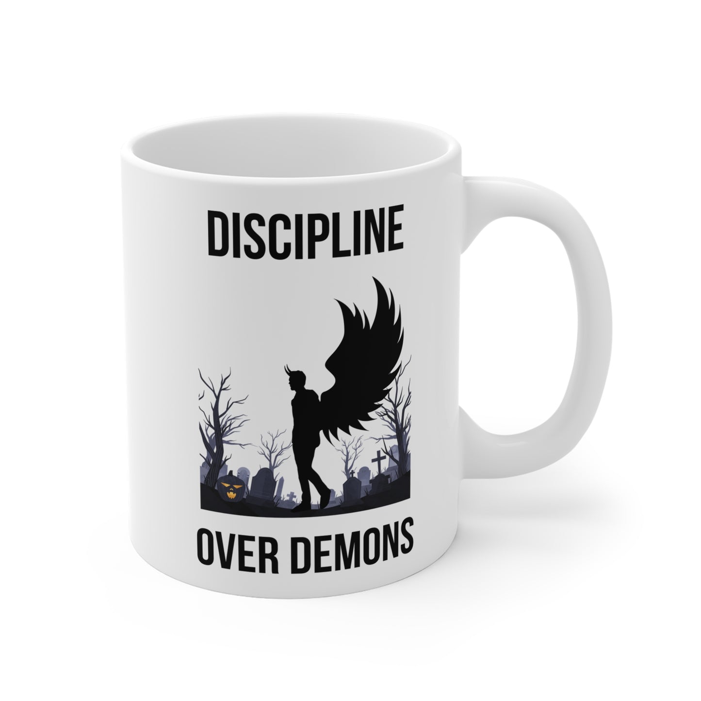 Discipline over demons (1) - White Halloween Mug (CAD)