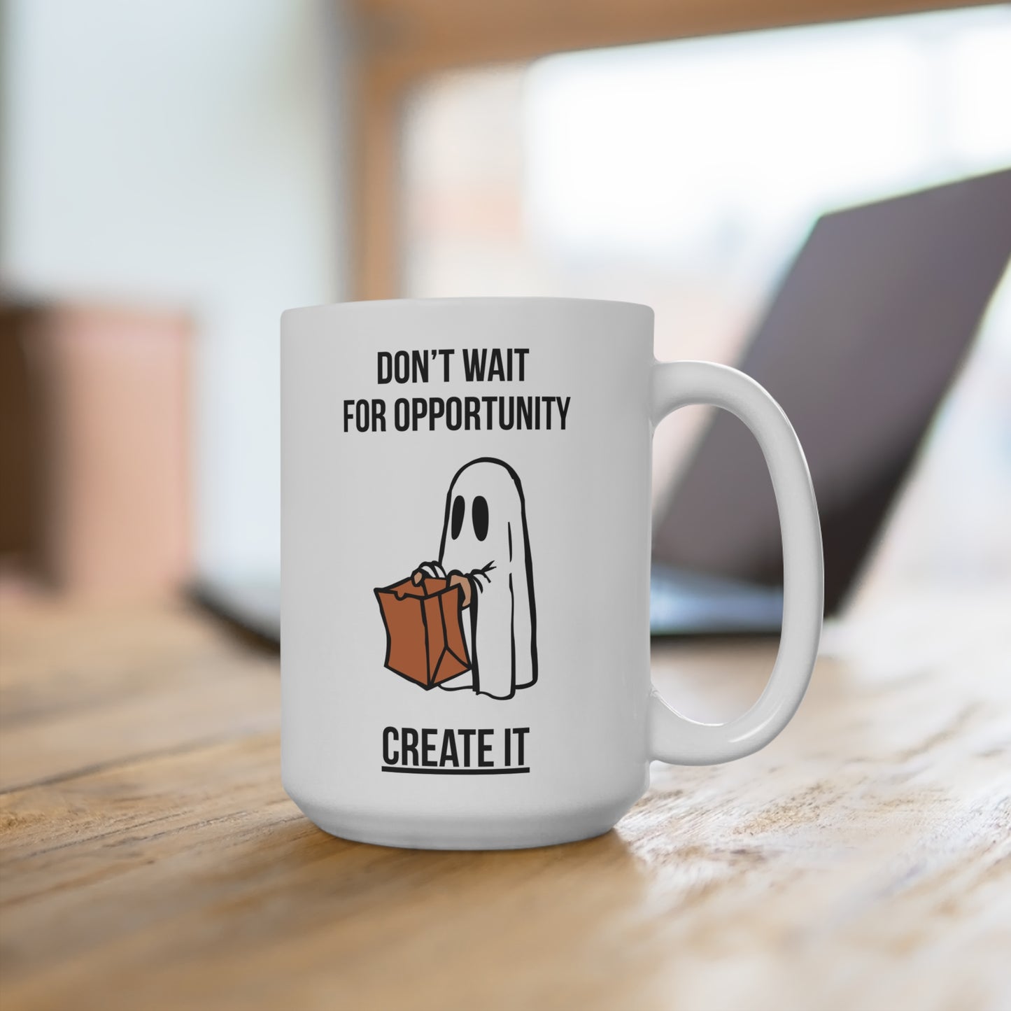 Create your opportunity - White Halloween Mug (CAD)