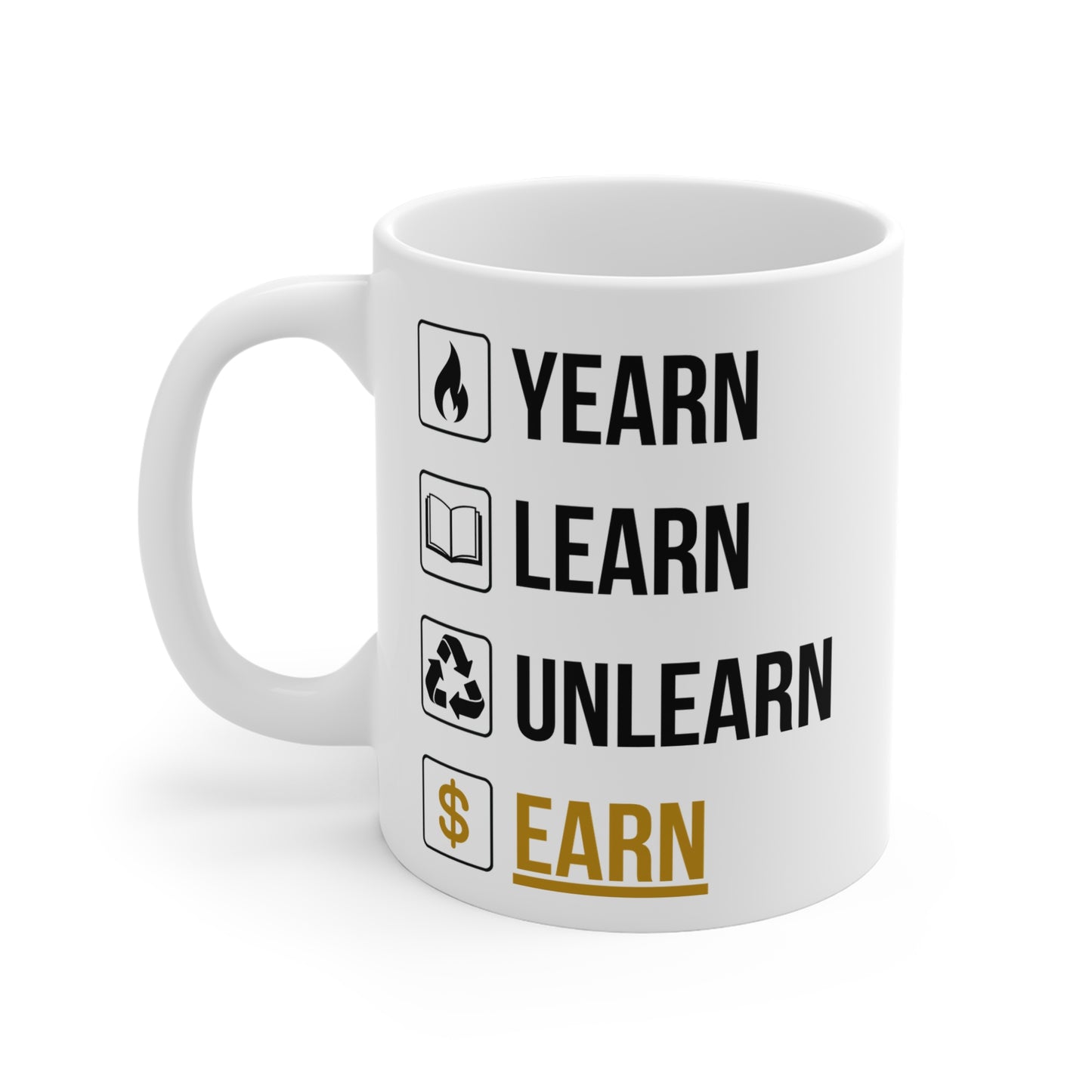 Yearn Learn Unlearn Earn (6) - White Motivation Mug (CAD)