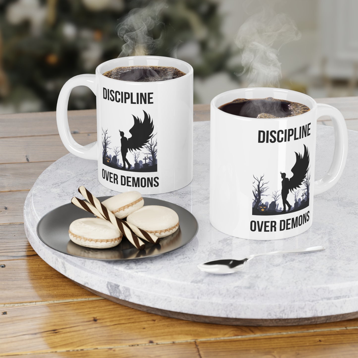 Discipline over demons (1) - White Halloween Mug (CAD)
