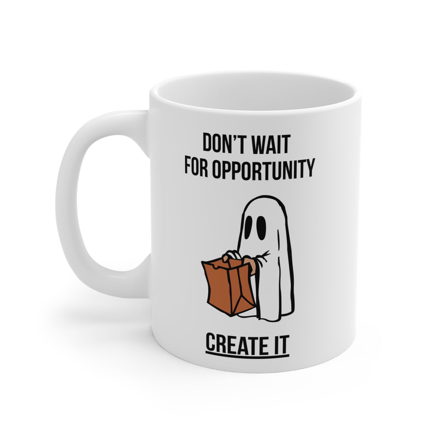 Create your opportunity - White Halloween Mug (CAD)