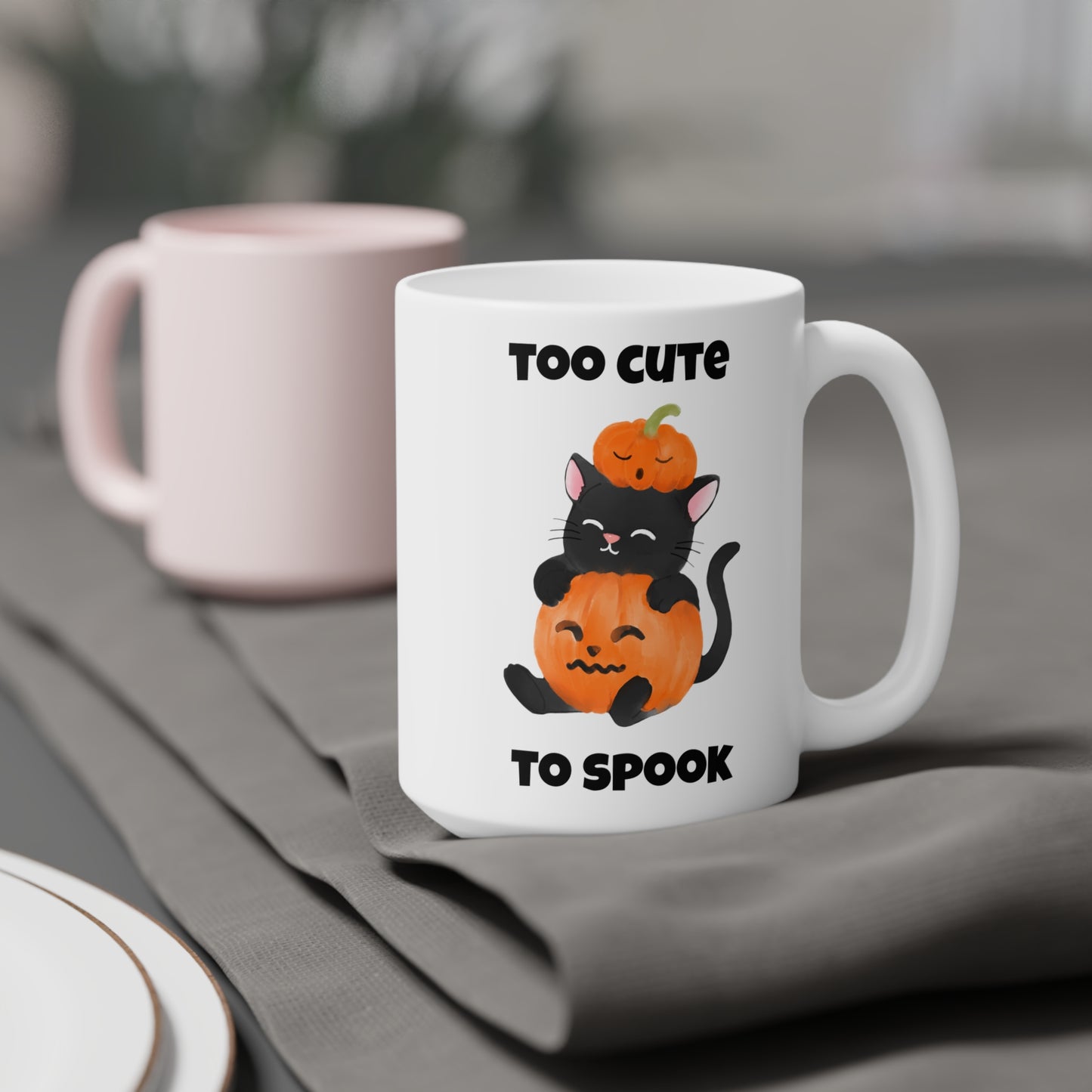 Too cute to spook (1) - White Halloween Mug (CAD)