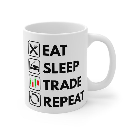 Eat Sleep Trade Repeat - White Trading Mug (CAD)
