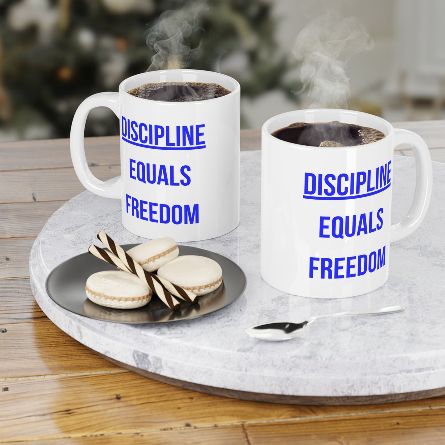 Discipline Equals Freedom (2) - White Motivation Mug (CAD)