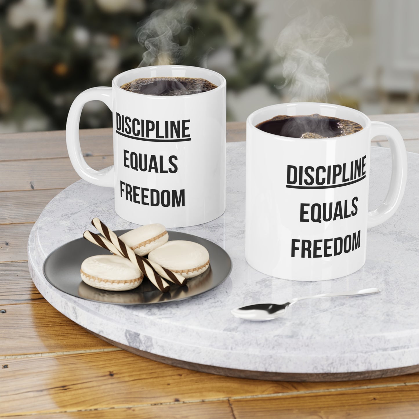 Discipline Equals Freedom (1) - White Motivation Mug (CAD)