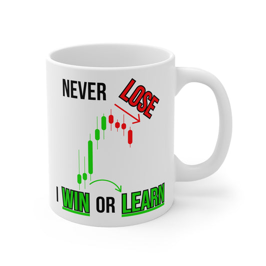 Never Lose, I Win or Learn - White Trading Mug (CAD)