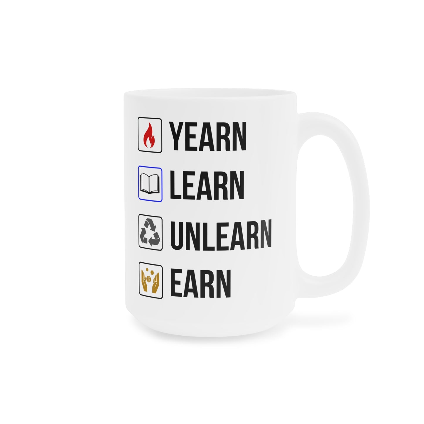 Yearn Learn Unlearn Earn (5) - White Motivation Mug (CAD)