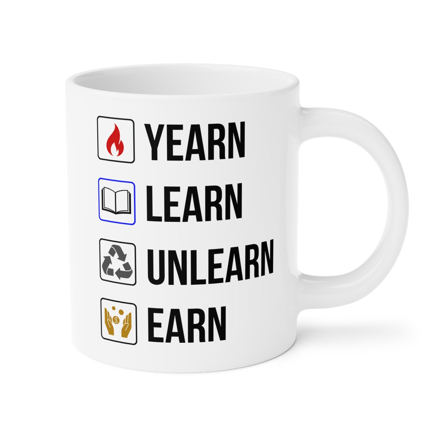 Yearn Learn Unlearn Earn (5) - White Motivation Mug (CAD)