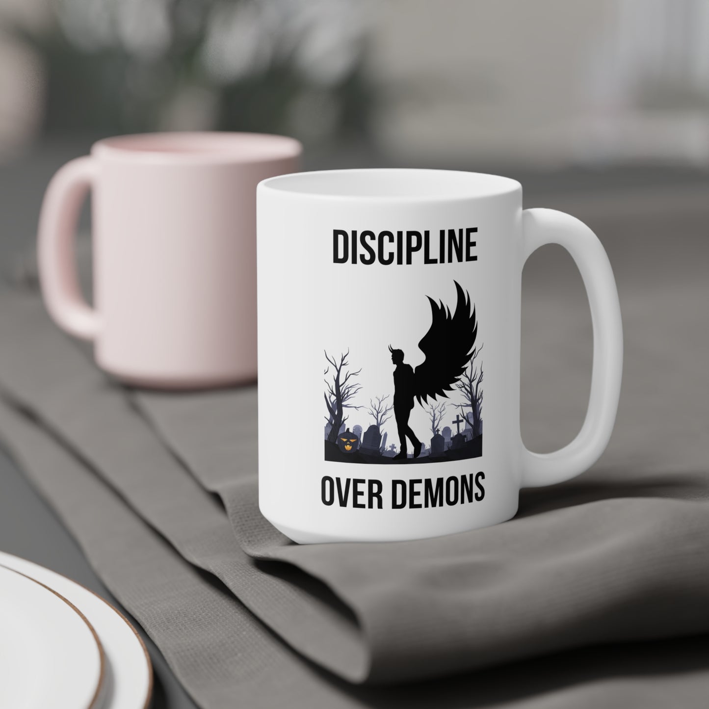Discipline over demons (1) - White Halloween Mug (CAD)