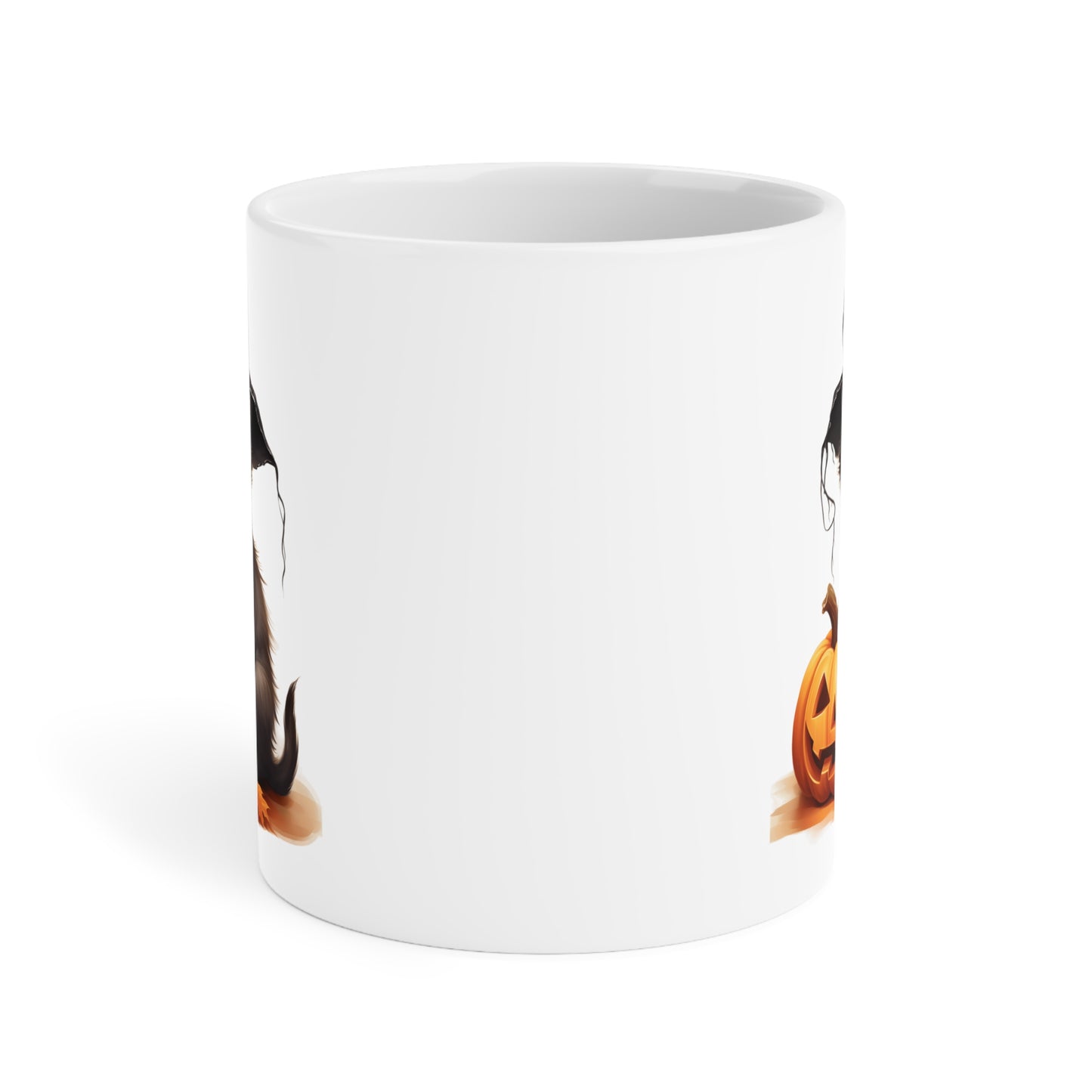 Cat and Pumpkin (1) - White Halloween Mug (CAD)