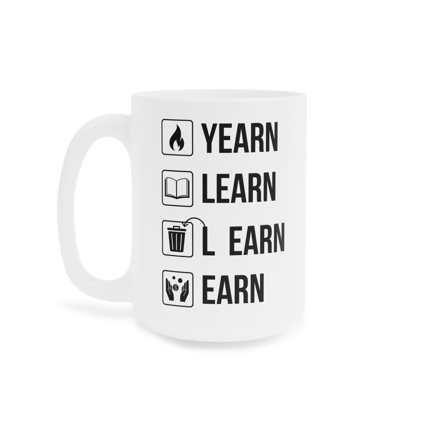 Yearn Learn Unlearn Earn (2) - White Motivation Mug (CAD)