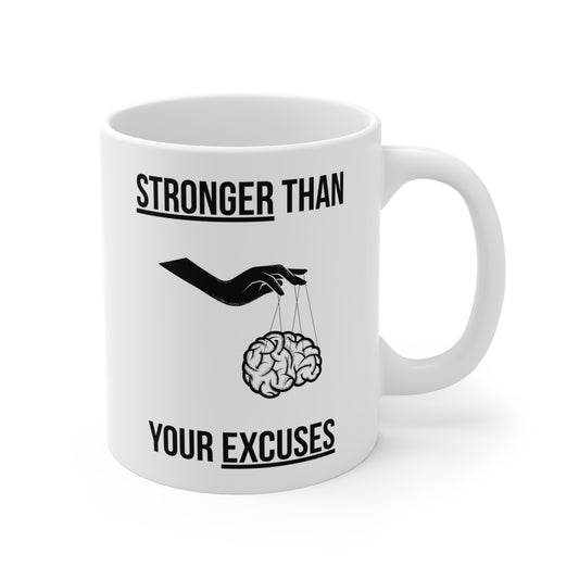 Stronger than your Excuses (5) - White Motivation Mug (CAD)