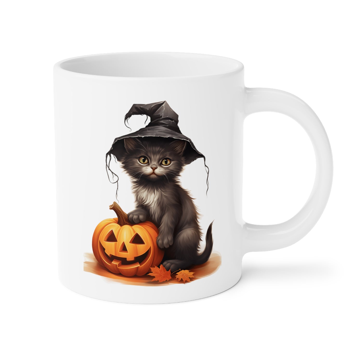 Cat and Pumpkin (1) - White Halloween Mug (CAD)