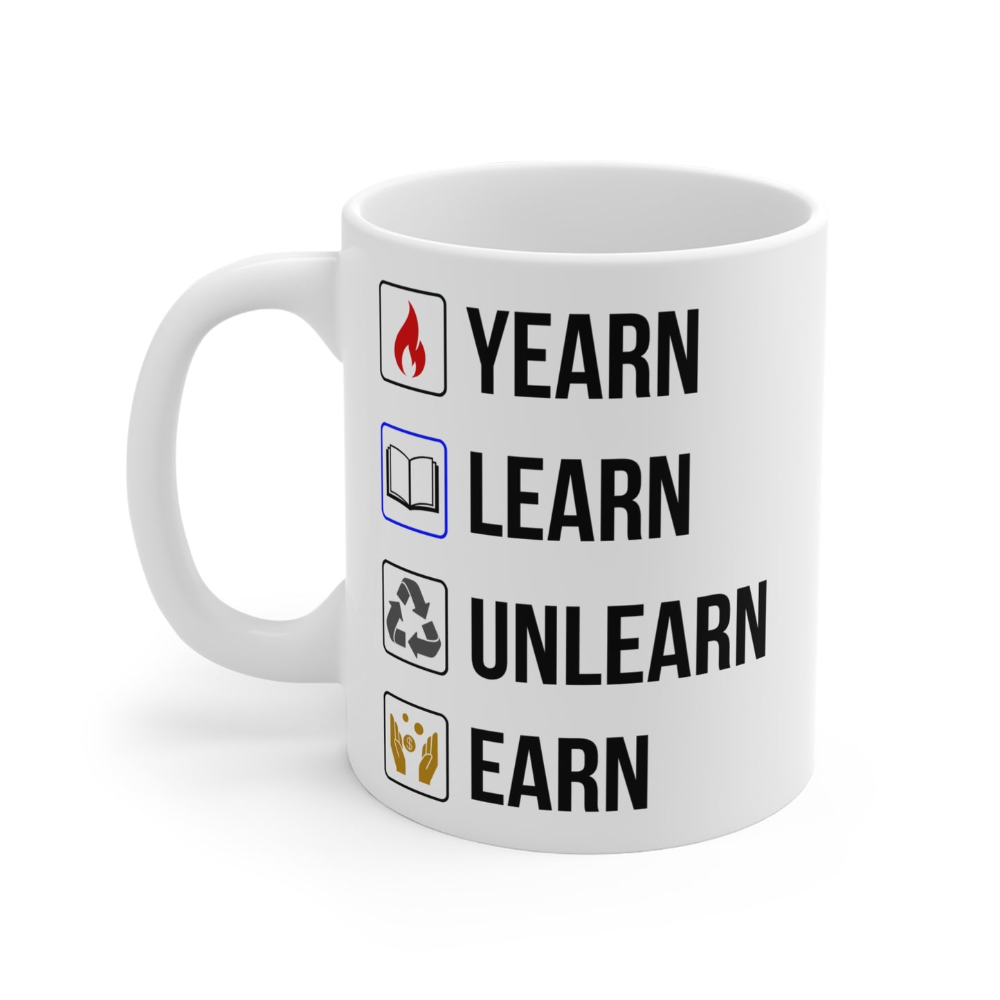 Yearn Learn Unlearn Earn (5) - White Motivation Mug (CAD)