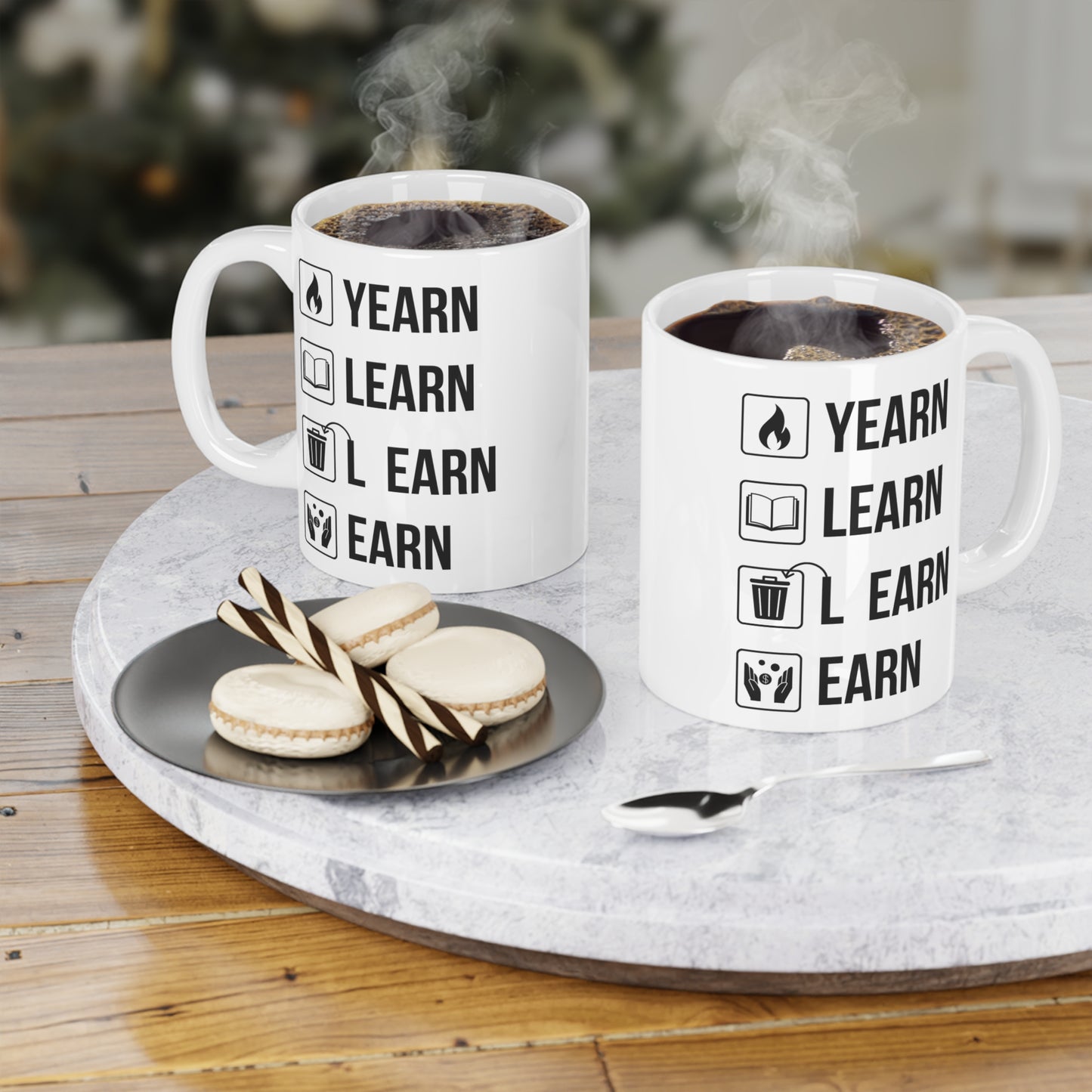 Yearn Learn Unlearn Earn (2) - White Motivation Mug (CAD)