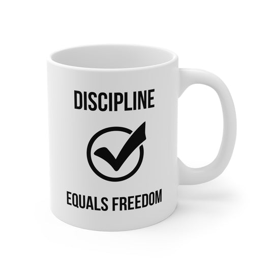 Discipline Equals Freedom (5) - White Motivation Mug (CAD)