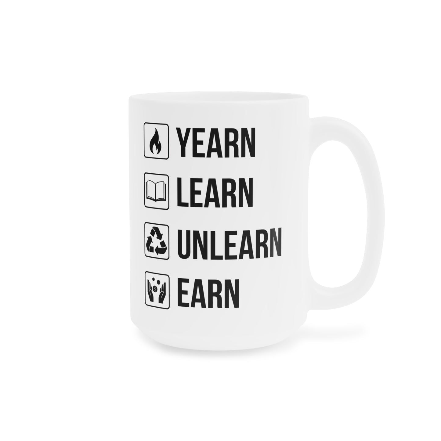 Yearn Learn Unlearn Earn (1) - White Motivation Mug (CAD)