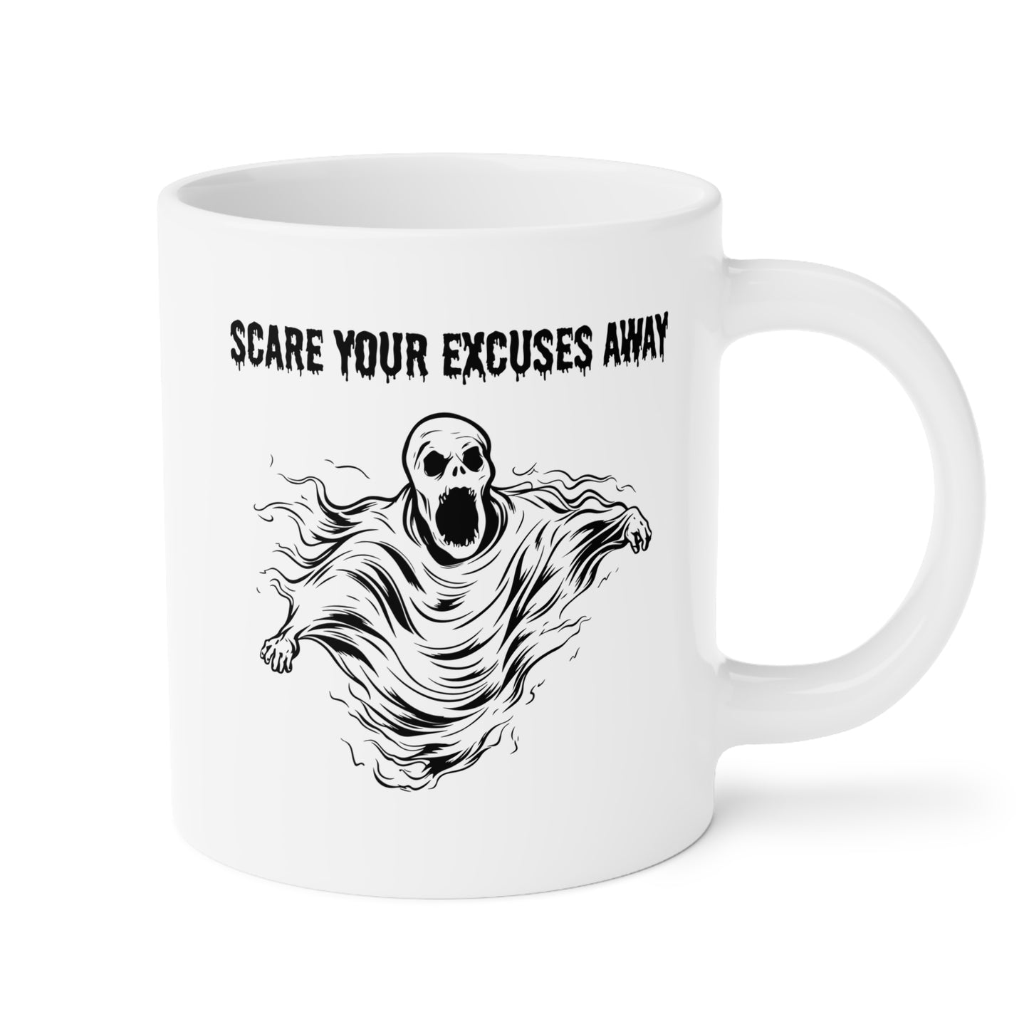 Scare your excuses away - White Halloween Mug (CAD)
