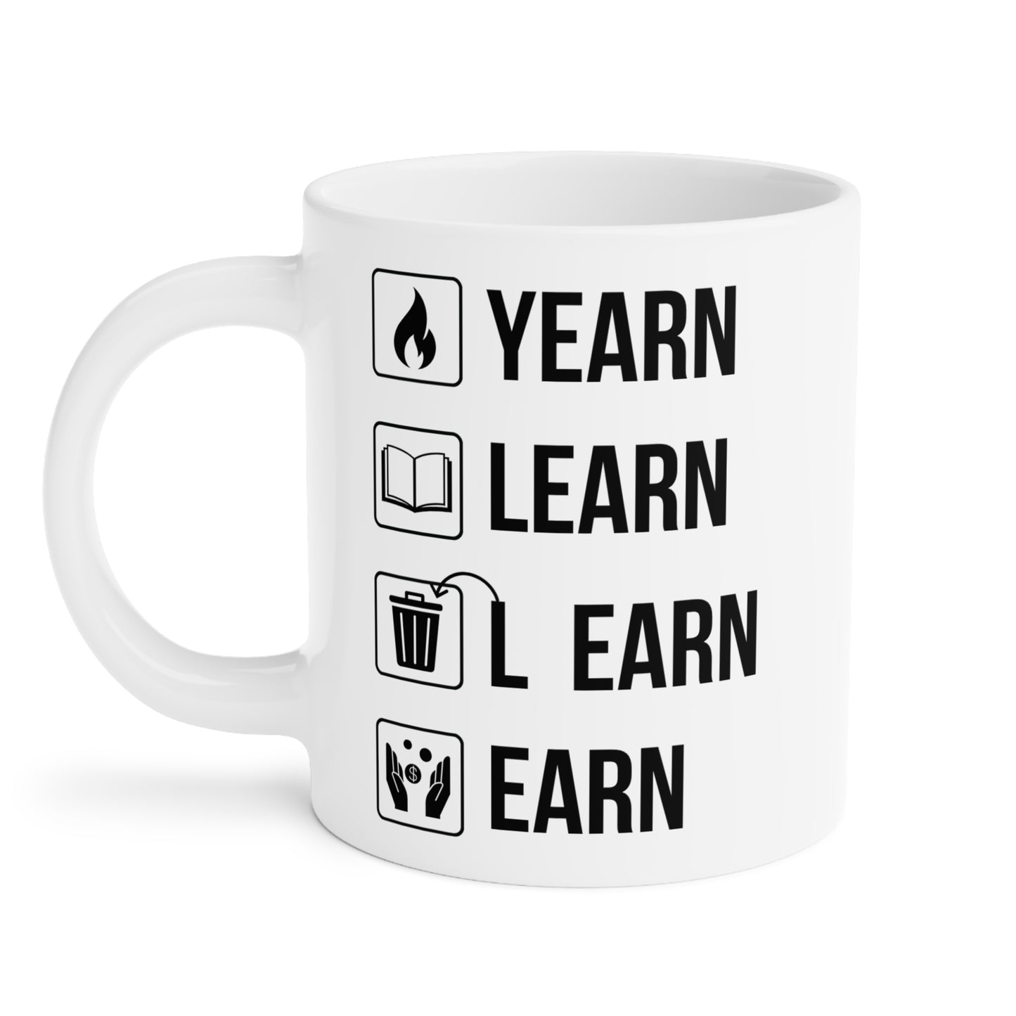 Yearn Learn Unlearn Earn (2) - White Motivation Mug (CAD)