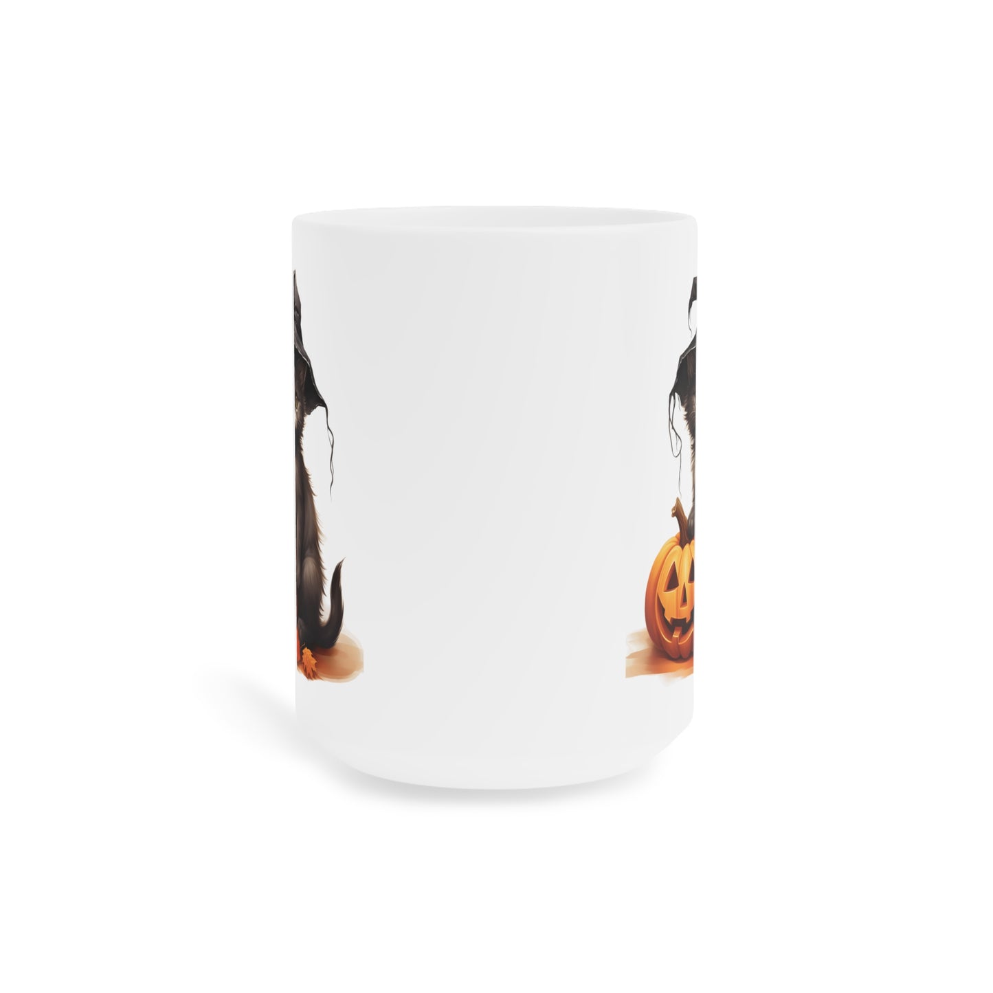 Cat and Pumpkin (1) - White Halloween Mug (CAD)
