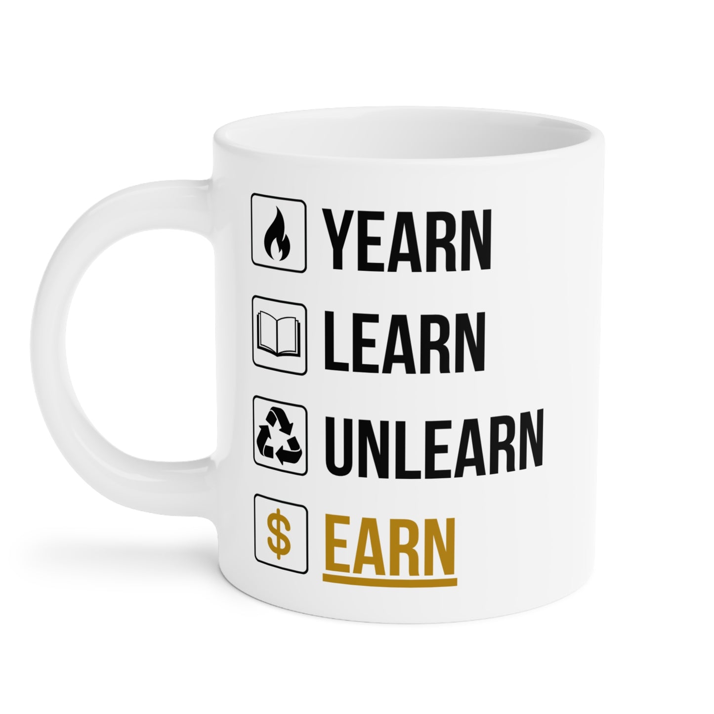 Yearn Learn Unlearn Earn (6) - White Motivation Mug (CAD)