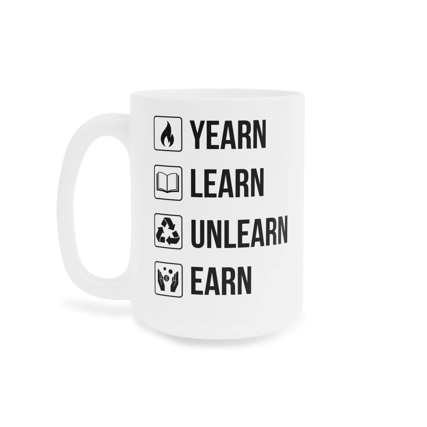 Yearn Learn Unlearn Earn (1) - White Motivation Mug (CAD)