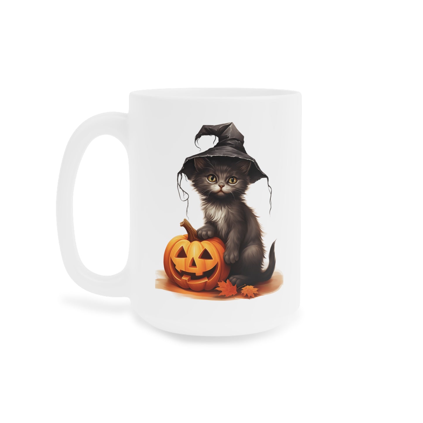 Cat and Pumpkin (1) - White Halloween Mug (CAD)