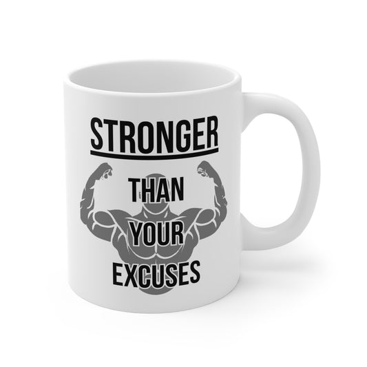 Stronger than your Excuses (3) - White Motivation Mug (CAD)