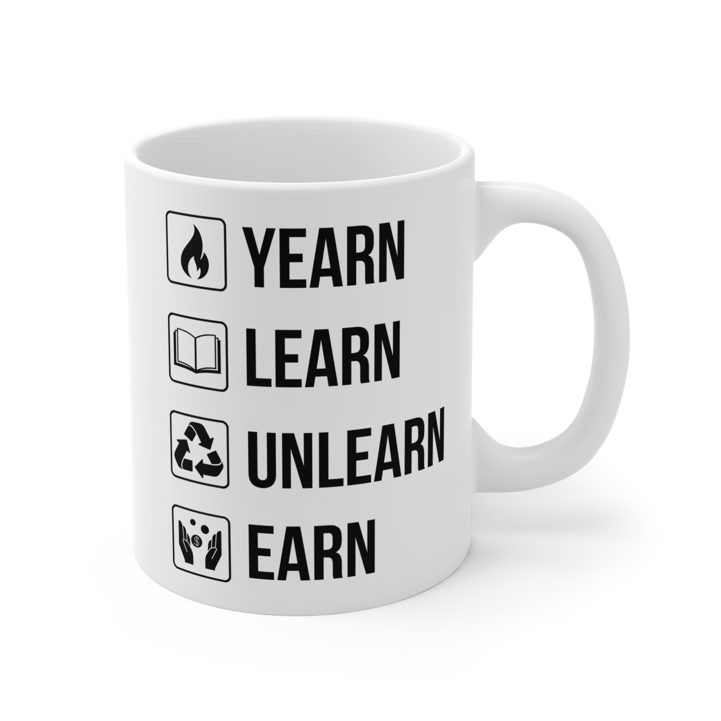 Yearn Learn Unlearn Earn (1) - White Motivation Mug (CAD)