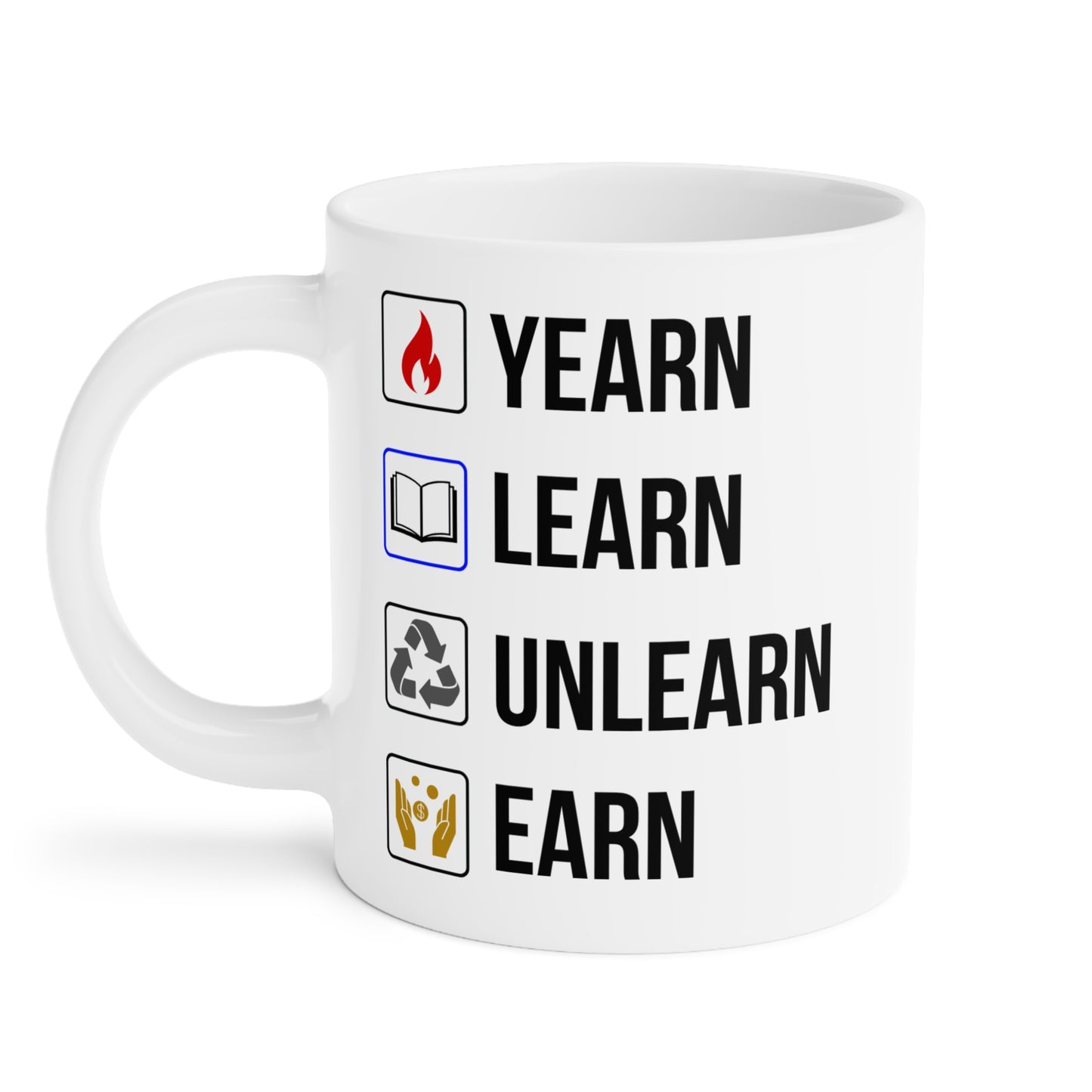 Yearn Learn Unlearn Earn (5) - White Motivation Mug (CAD)