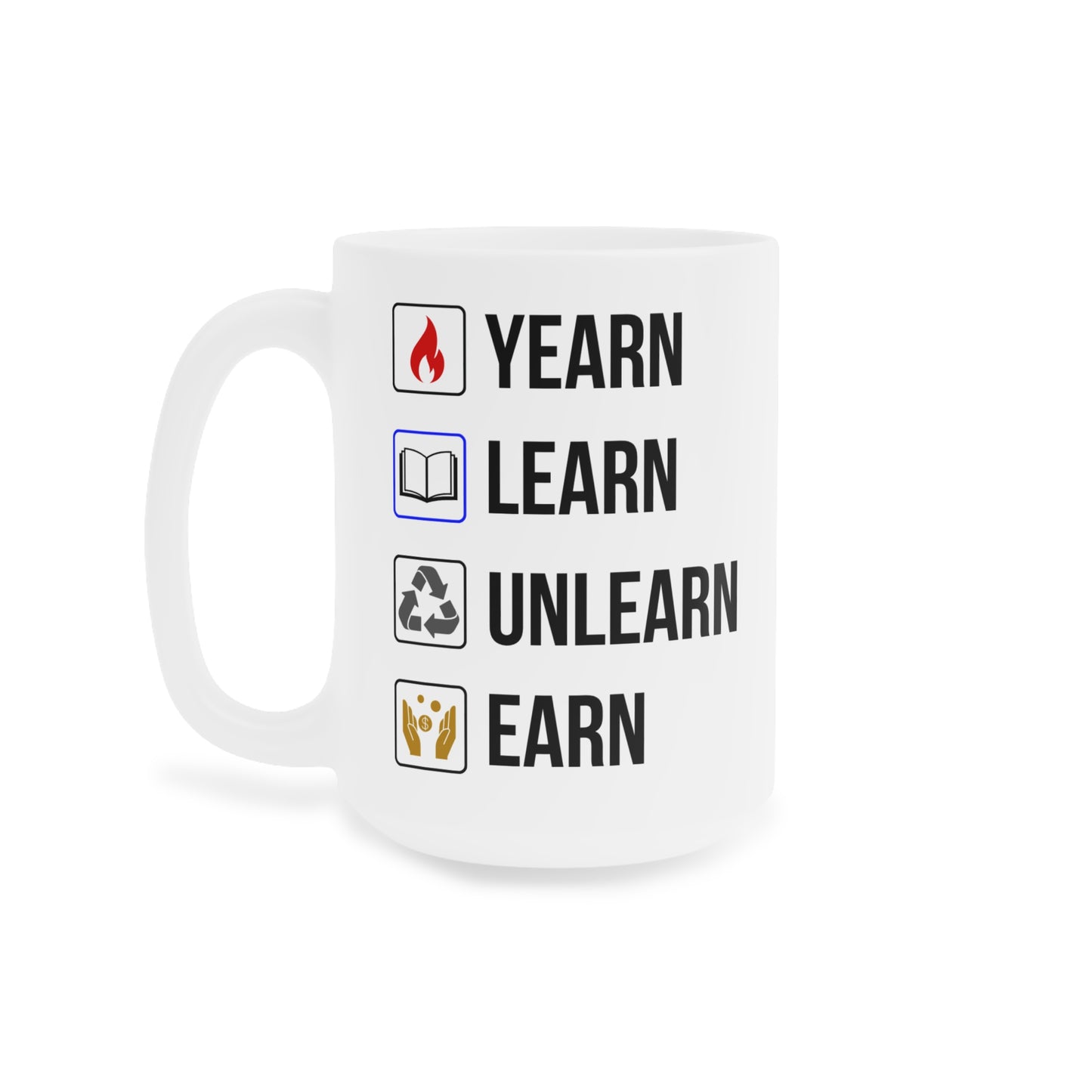 Yearn Learn Unlearn Earn (5) - White Motivation Mug (CAD)